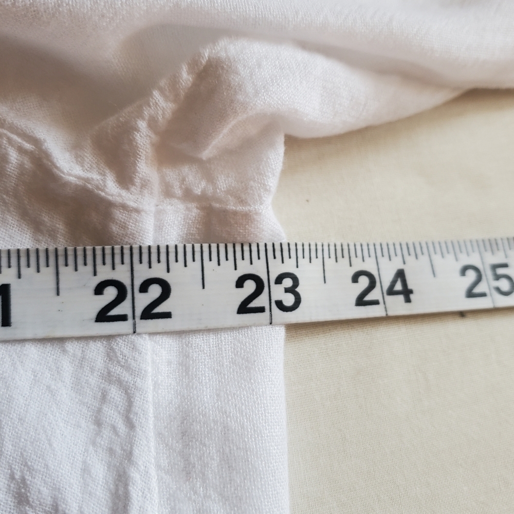 J. Jill Linen Blend Tunic Blouse White blue Ombre Stripe Petite Large Co… - Picture 8 of 10